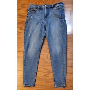 NINE WEST Sz 16 Women's High Rise Perfect Skinny Jeans Stonewashed Distressed